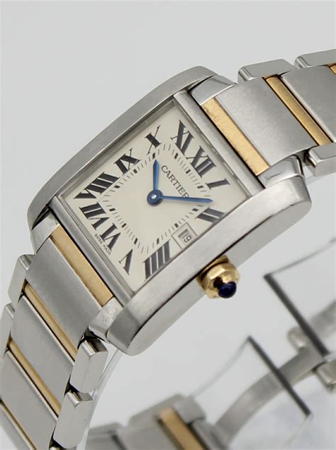 cartier french tank watch two-tone cost|cartier tank francaise watch price.